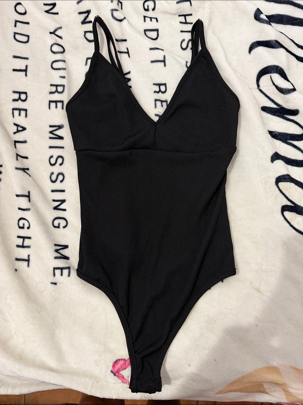 Black Ribbed Bodysuit – Revamped Brand – Adjustable Straps